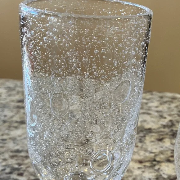 Southern Living at HOME Bubble Glass Goblets Set of 2 Clear Seeded Glass 13 oz - Picture 4 of 5